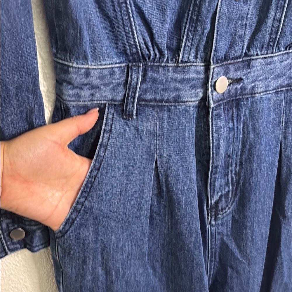 NWT- Mable- Denim Long Sleeve Jumpsuit- Size small - Picture 5 of 8